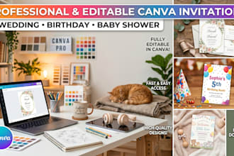 design editable weeding, birthday and baby shower invitation in canva