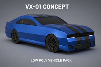 create a low poly 3d car model for games and animation