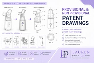 convert your idea into provisional and non provisional patent drawings