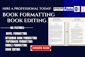 amazon kindle and paperback formatting, book and ebook editing and formatting