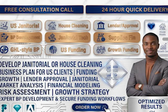 develop janitorial or house cleaning business plan for US clients funding growth