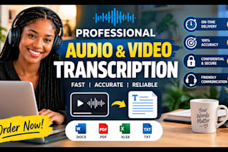 transcribe medical, legal, multimedia audio to text transcription or srt file