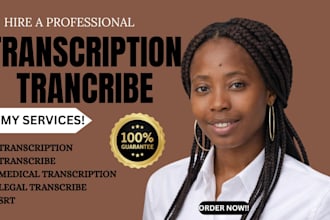 transcribe medical, legal, multimedia audio to text transcription or srt file