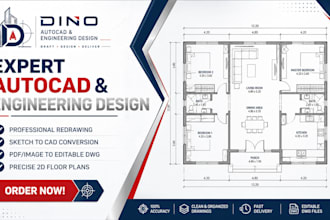 convert your sketch, PDF or image to autocad 2d drawing
