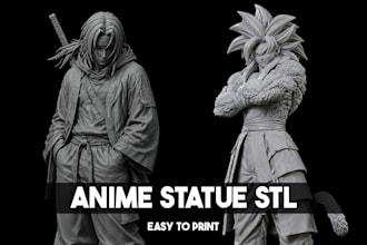 create custom anime statue display model stl for 3d printing