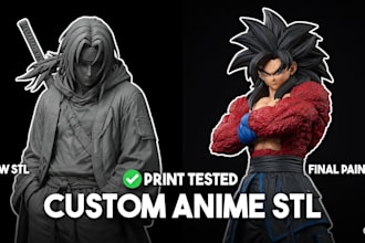 create custom anime statue display model stl for 3d printing
