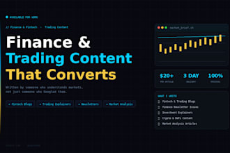 write finance, trading, and fintech content that builds trust and authority