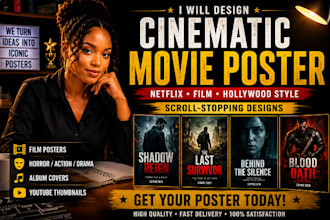 design cinematic movie poster, film poster, netflix style cover