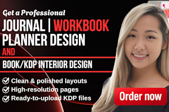 create professional printable journal planner notebook and kdp interior design