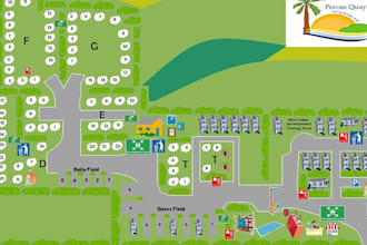 design a custom vector map for your rv park, campgrounds and events