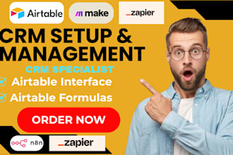 setup airtable crm, airtable professional, airtable automations and interface