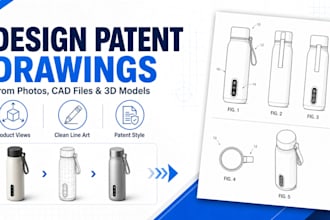 create design patent drawings from photos or cad files, technical drawing