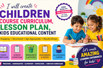 create children course curriculum, lesson plan, kids educational course content