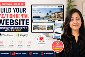 build a vacation rental website on wordpress or shopify with ical sync