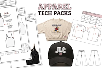 create a professional clothing tech pack for production