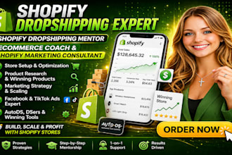 be shopify dropshipping mentor ecommerce coach shopify marketing consultant