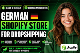 design or redesign german shopify store for deutsch dropshipping, german website