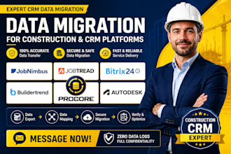 migrate data from jobnimbus, jobtread,  bitrix24, buildertrend procore autdesk