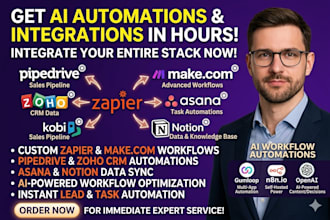 integrate zapier pipedrive zoho make com asana notion gumloop n8n ai automations