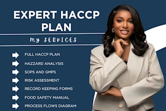 customized food safety plan, haccp plan, sops monitoring forms review haccp plan