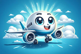 design a creative sky air mascot logo for aviation, airlines, and travel brands