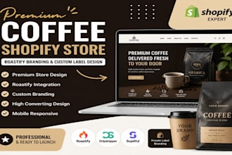 build a premium coffee shopify dropshipping store with custom branding