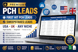 premium first hit p c h leads, sweeps takes leads, USA, UK or any niche