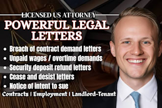 write a legal letter for contract disputes employment, landlord tenant, attorney