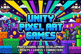 develop unity pixel art game, pixel web game, top down game, retro game in unity