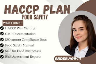 write customized haccp plan, gmp, iso 22000 and food safety documents