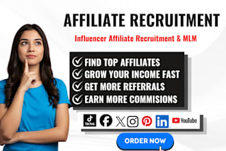 recruit affiliates and find influencers for your affiliate program or saas