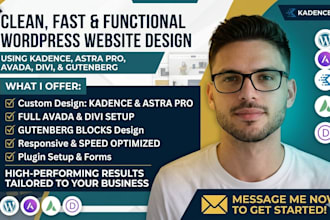wordpress website with kadence astra divi and avada fast