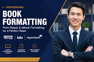 do book formatting for amazon KDP, ingramspark, lulu, paperback formatting