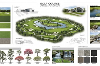design a professional golf course layout, master plan, landscape architecture