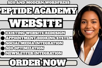 peptide academy website, online course site, learning platform design, lms site