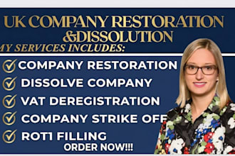 provide UK ltd company restoration, reinstatement, or formal dissolution