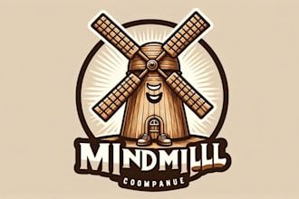 make a vintage windmill mascot logo with a timeless rustic style