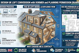 design UK loft conversion with dormer and planning permission drawings