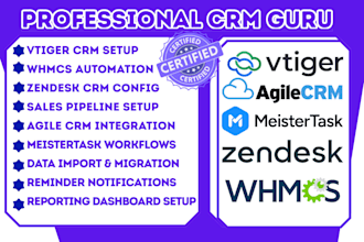 setup vtiger crm integrate agile meistertask zendesk crm whmcs sales pipeline