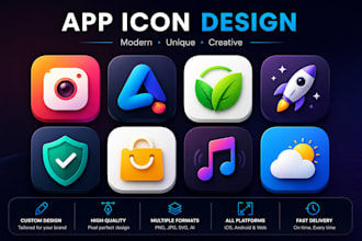 design modern app icons for mobile apps and websites