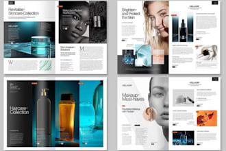 design beauty skincare product catalog, cosmetics lookbook and med spa brochure