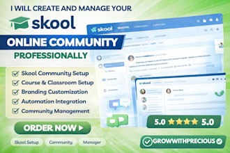 build and manage your skool community, courses automation