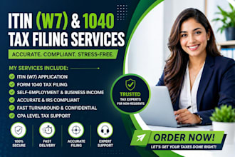 apply itin w7 and file 1040 tax return by CPA