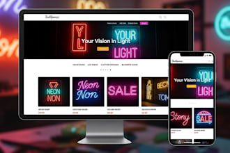create a custom ecommerce website for neon sign or signage business