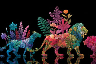 draw an animal and botanical illustration