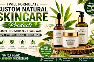 formulate natural skincare products, serum, moisturizer, and face wash
