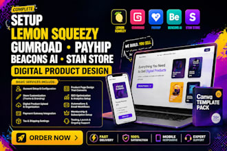 setup lemon squeezy gumroad payhip beacons ai stan store digital product design