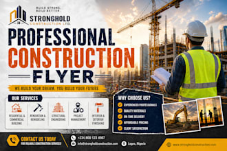 create bold construction ads, handyman, roofing and plumbing, business flyers