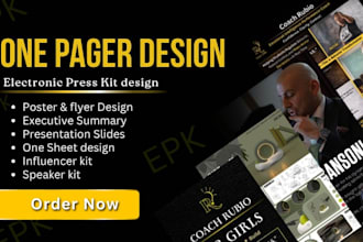 design one sheet epk design one pager press kit media kit products pitch deck