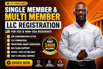 form single or multi member US llc with itin and ein and operating agreement